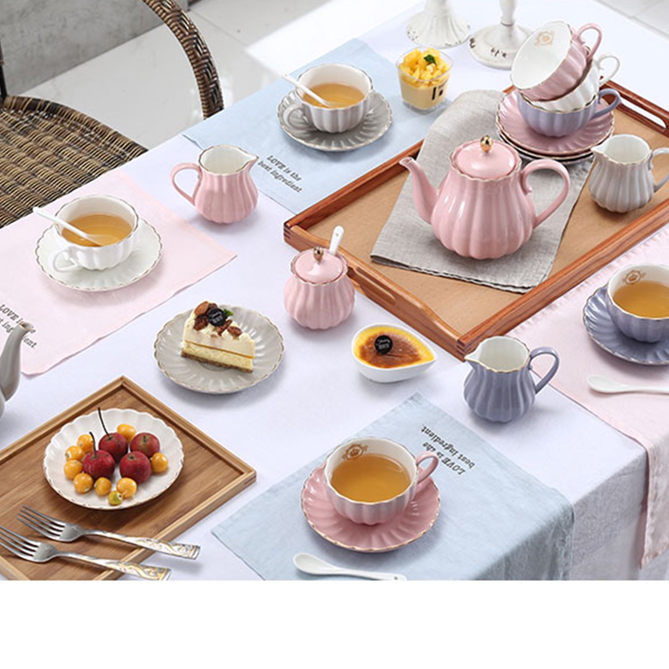 Sweejar Home Porcelain Tea Set Royal Family 225 ml to Cups and Saucers with Teapot Milk Ceramic Tea Cups (White)