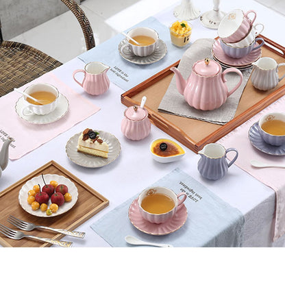 Sweejar Home Porcelain Tea Set Royal Family 225 ml to Cups and Saucers with Teapot Milk Ceramic Tea Cups (White)