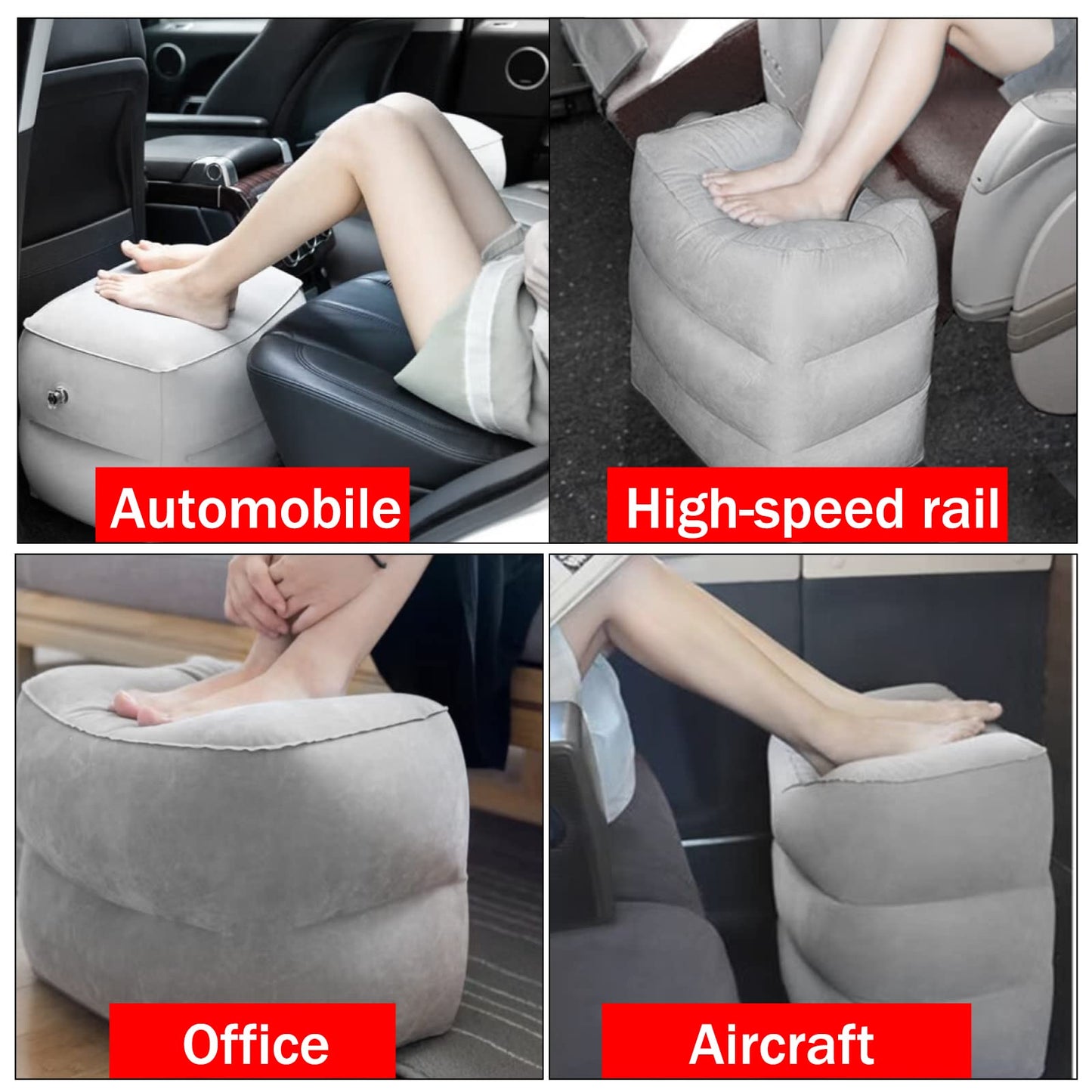 DAWNTREES Inflatable Foot Rest, Travel Footrest for Airplane, 1 Pack, Grey