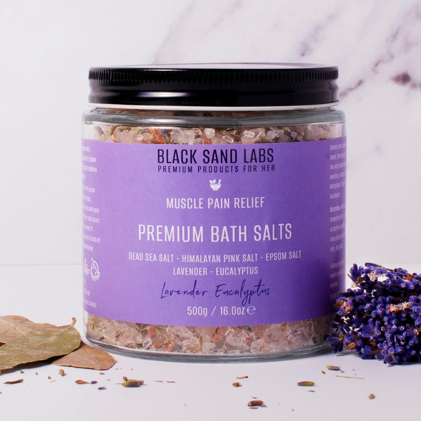 Black Sand Labs Premium Bath Salts for Her, Premium Blend of Dead Sea, Himalayan Pink & Epsom Salts for Muscle and Joint Pain Relief, Luxury Bath