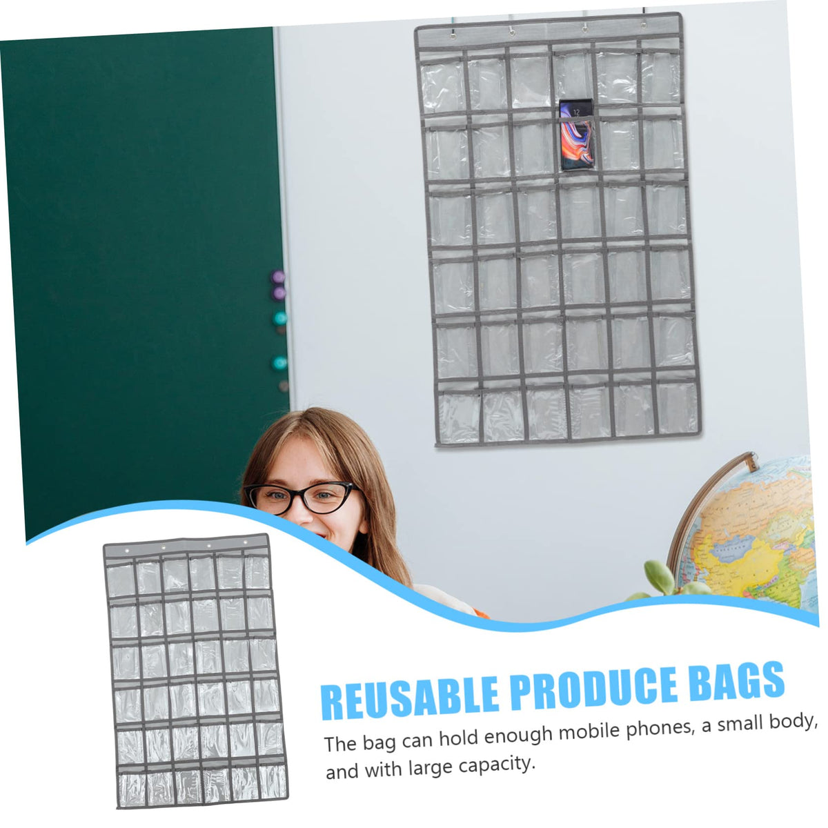 STOBOK Hanging Bag Jewelry Storage Wall Door Organizer Pocket for Classroom Office Phone Accessories Small Items