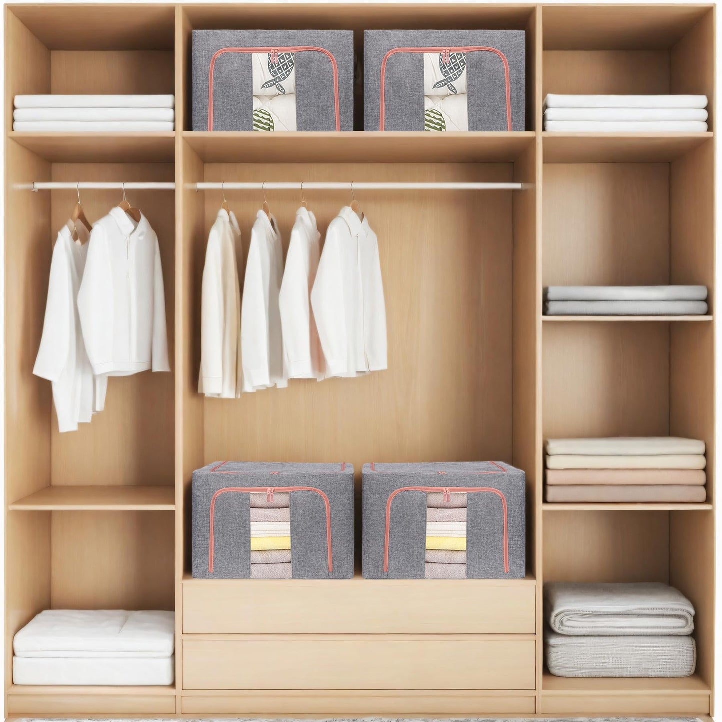 DAWNTREES Collapsible Storage Boxes, Storage Boxes for Clothes,Grey