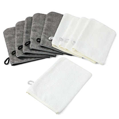 PHOGARY Microfibre Body Wash Mitts Set (10pcs) Flannels Soft Shower Face Mitts, Bath SPA Cloth, Reusable Makeup Remover Mitt Gloves, 15x21 cm