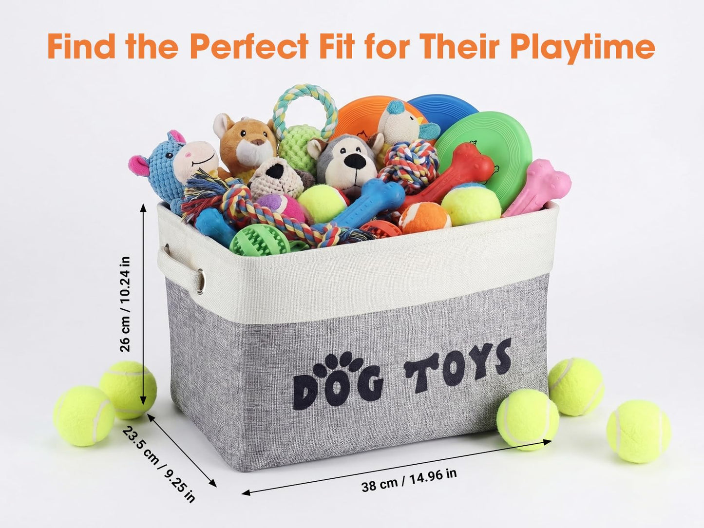 CGFN Dog Toy Basket, Dog Toy Box Storage Bin Box with Comfortable Handles, Personalised Large Pet Toy Storage Organizer for Accessories, Toys