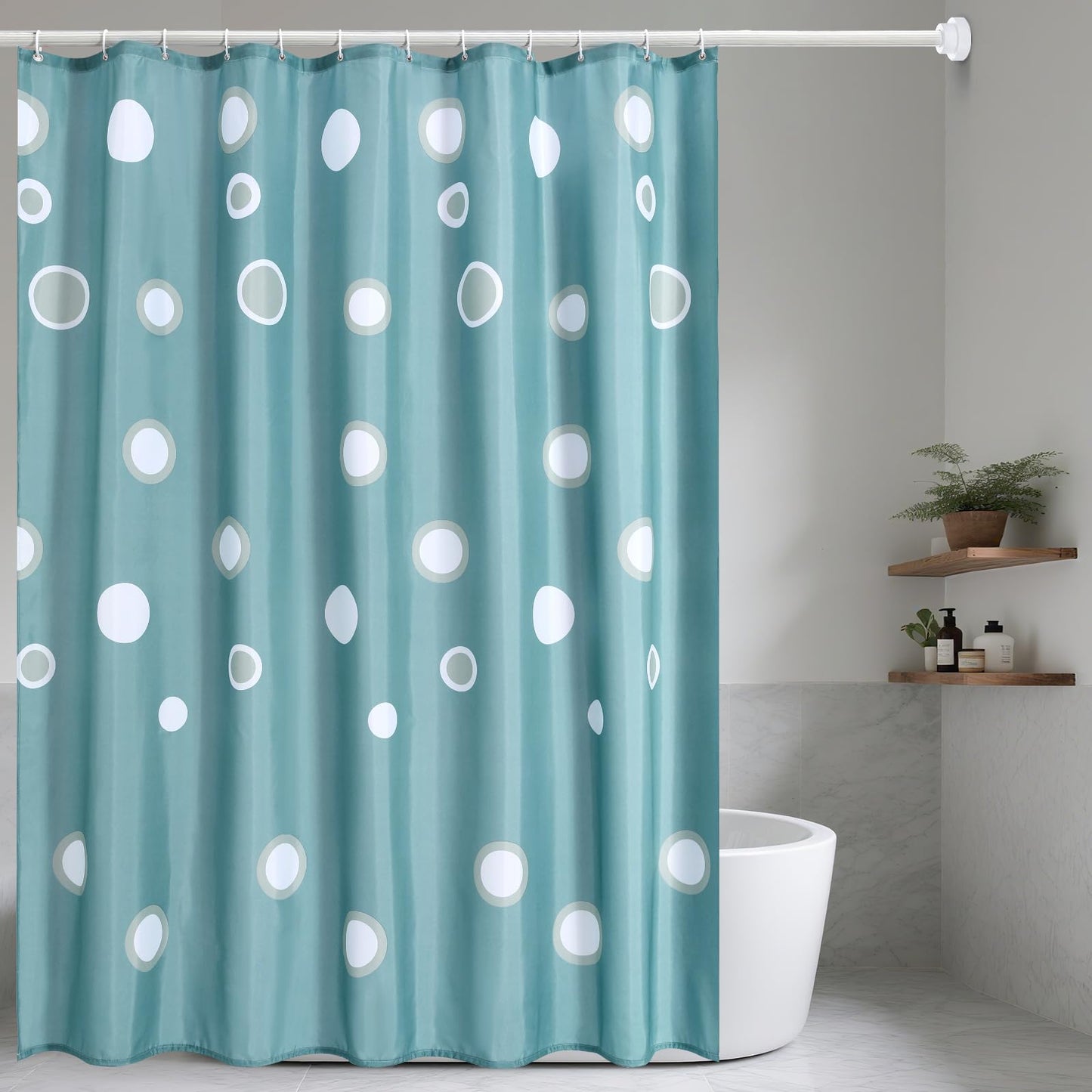 Lkw Ogechi 240x200 CM Washable Blue Shower Curtain Bubble, Antimold Polyester Shower Curtains Weighted Hem, Waterproof Bathroom Curtains Bubble, Wet
