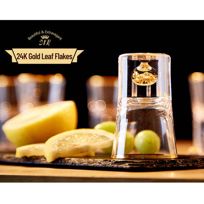 DUJUST Shot Glasses (45ml), Crystal Shot Glass Set Decorated with 24K Gold Leaf Flakes, Cool & Cute Shot Cups, BPA-Free & Lead-Free, Perfect for Dcor