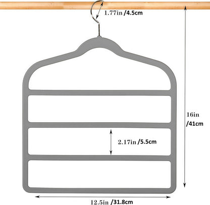 Trouser Hanger Space Saving Clothes Velvet Hanger with 4 Layers Slacks