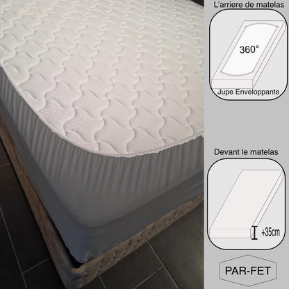 Cotton Mattress Protector, Waterproof, Quilted with Anti-Allergic, Anti Dust Mite, Soft and Quiet, Breathable (Grey, 160 x 200 cm)