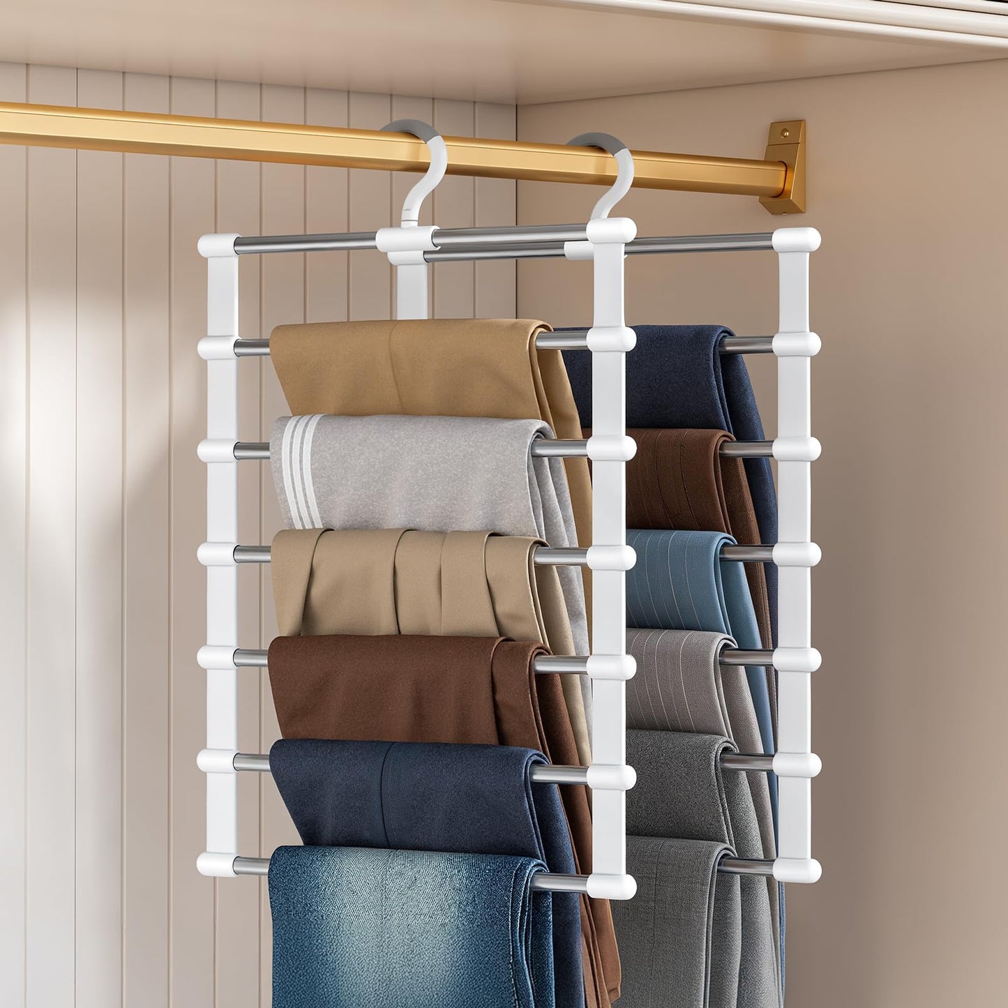 CTIME Trouser Hangers 2 Pack, Space Saving Non-Slip 360° Rotatable Hook