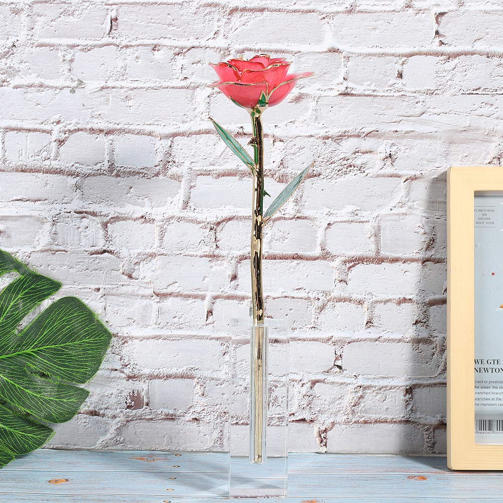 Acrylic Display Stand Transparent Rose Single Flower Show Base for Home Desktop Decoration