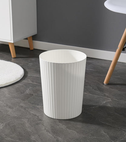 Cetomo 7.2L*6 Plastic Waste Paper Bin, Trash Can, Small Bins, Bedroom Bin, Round Waste Basket with Solid Stripe for Kitchen Rooms, Nesting, Matte