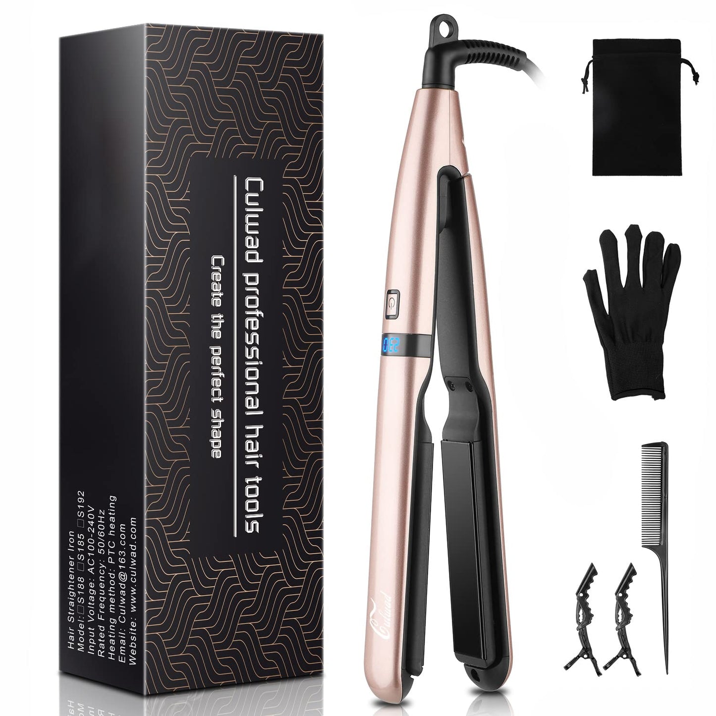 Culwad Hair Straightener, Professional Ceramic Flat Iron for Hair and LCD Digital Display with Adjustable Temp (160?-230?) Straightner Iron, Dual