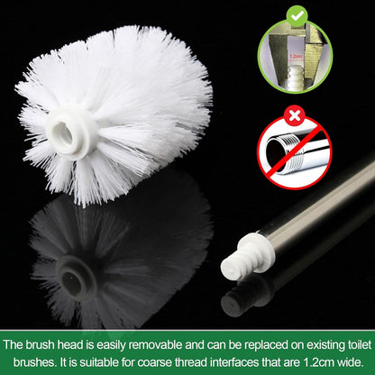 4 Pack Toilet Brush Replacement Heads White Screw On 12mm Thread Port, Antibacterial Stiff Bristles, Universal Fit for Most Toilet Brush Handles