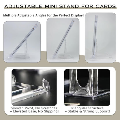 HZHSSG Mini Card Display Stand,Adjustable Premium Acrylic Trading Card Stand for Graded Card Sports Card Trading Card PSA Card Baseball Card (6)