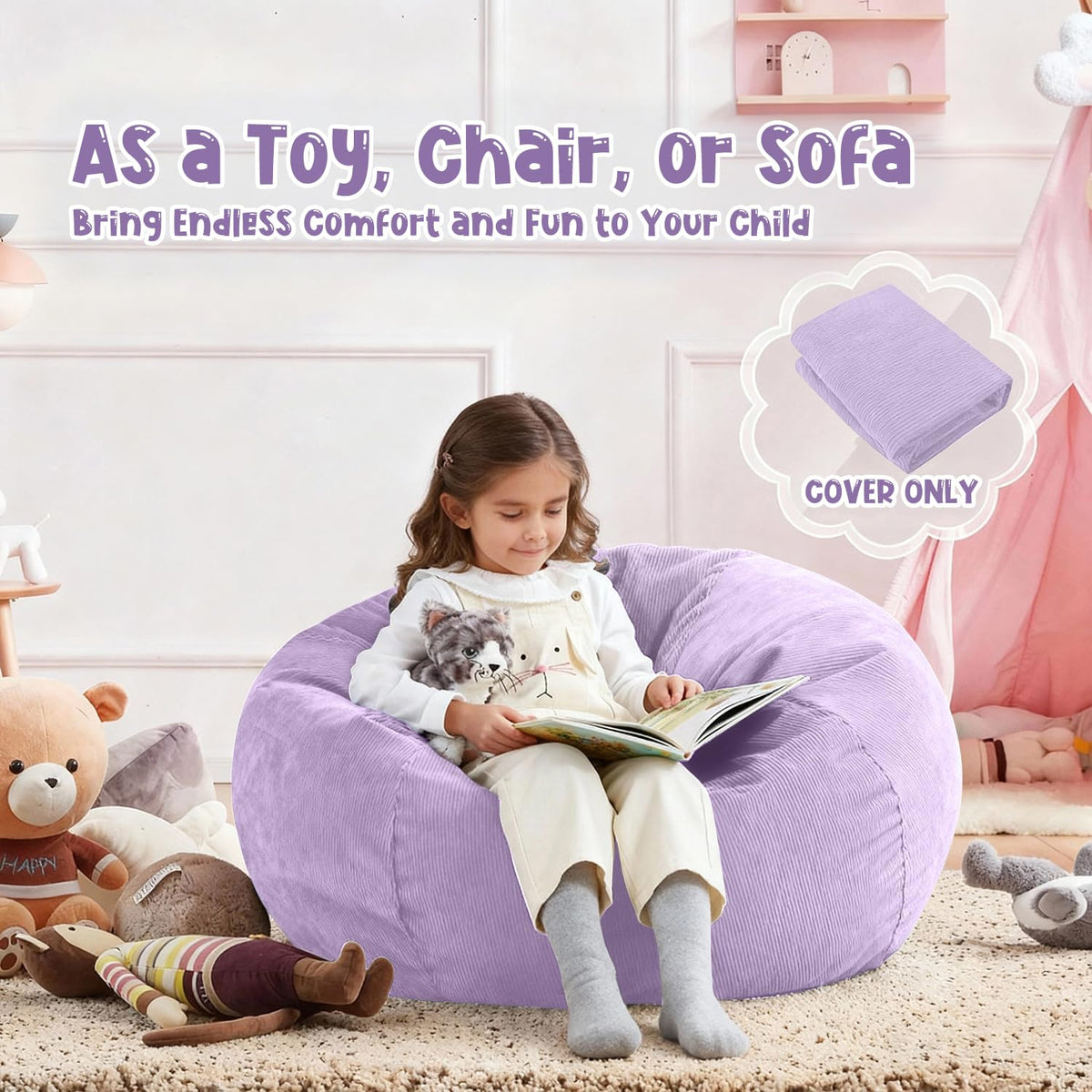 Nobildonna Bean Bag Chair Cover (No Filler) for Kids Beanbag Stuffed Animal Storage Without Filling Plush Toys Holder and Organizer Soft Premium
