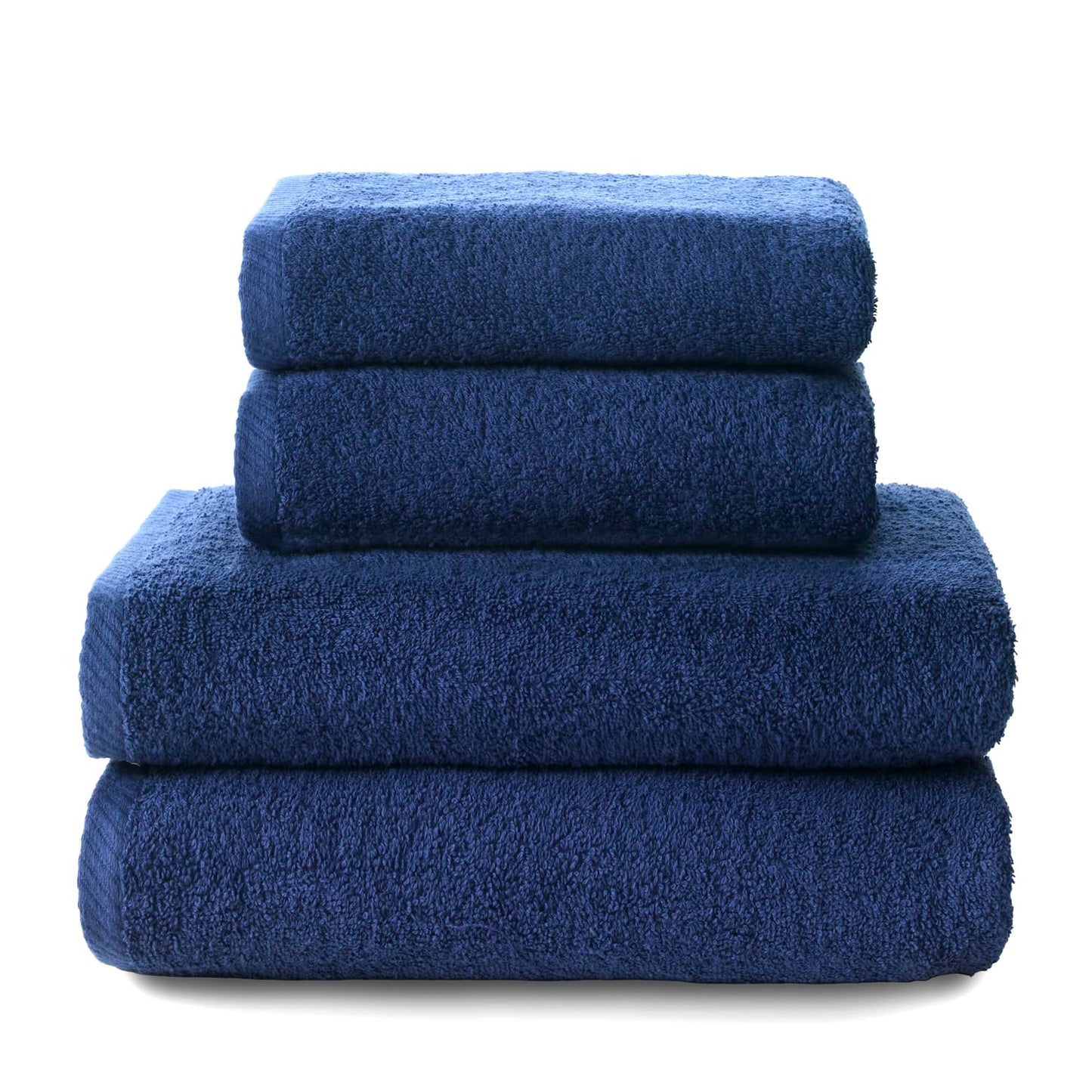 Top Towel - Combo - Large Bath Towels - Bathroom Towels - 2 Hand or Sink Towels + 2 Bath Towels - 100% Cotton - Navy