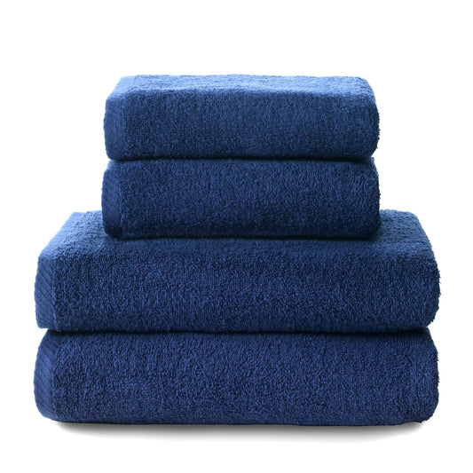 Top Towel - Combo - Large Bath Towels - Bathroom Towels - 2 Hand or Sink Towels + 2 Bath Towels - 100% Cotton - Navy