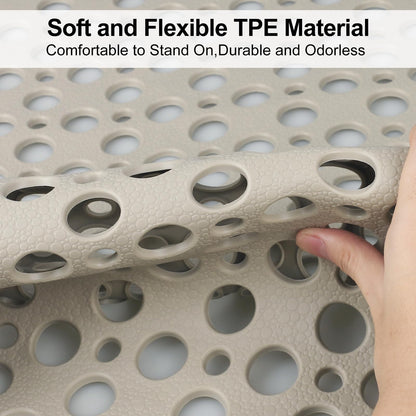 Anti Slip Shower Mat with Suction Cups,70x70cm Quick Drain TPE Non Slip Shower Mats for Inside Shower,Large Bath Mat for Shower Soft on Feet