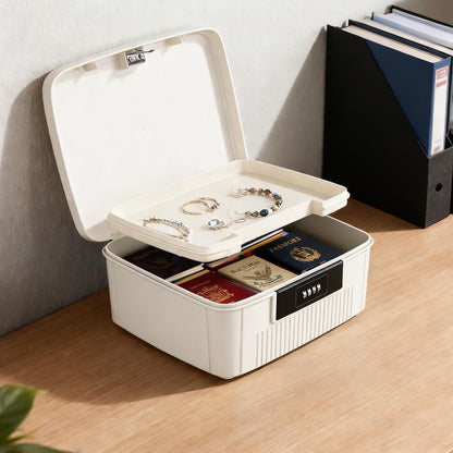 Yekolau Lockable Storage Box with Combination Code - Secure Document and ID Organiser, Waterproof Medication Case