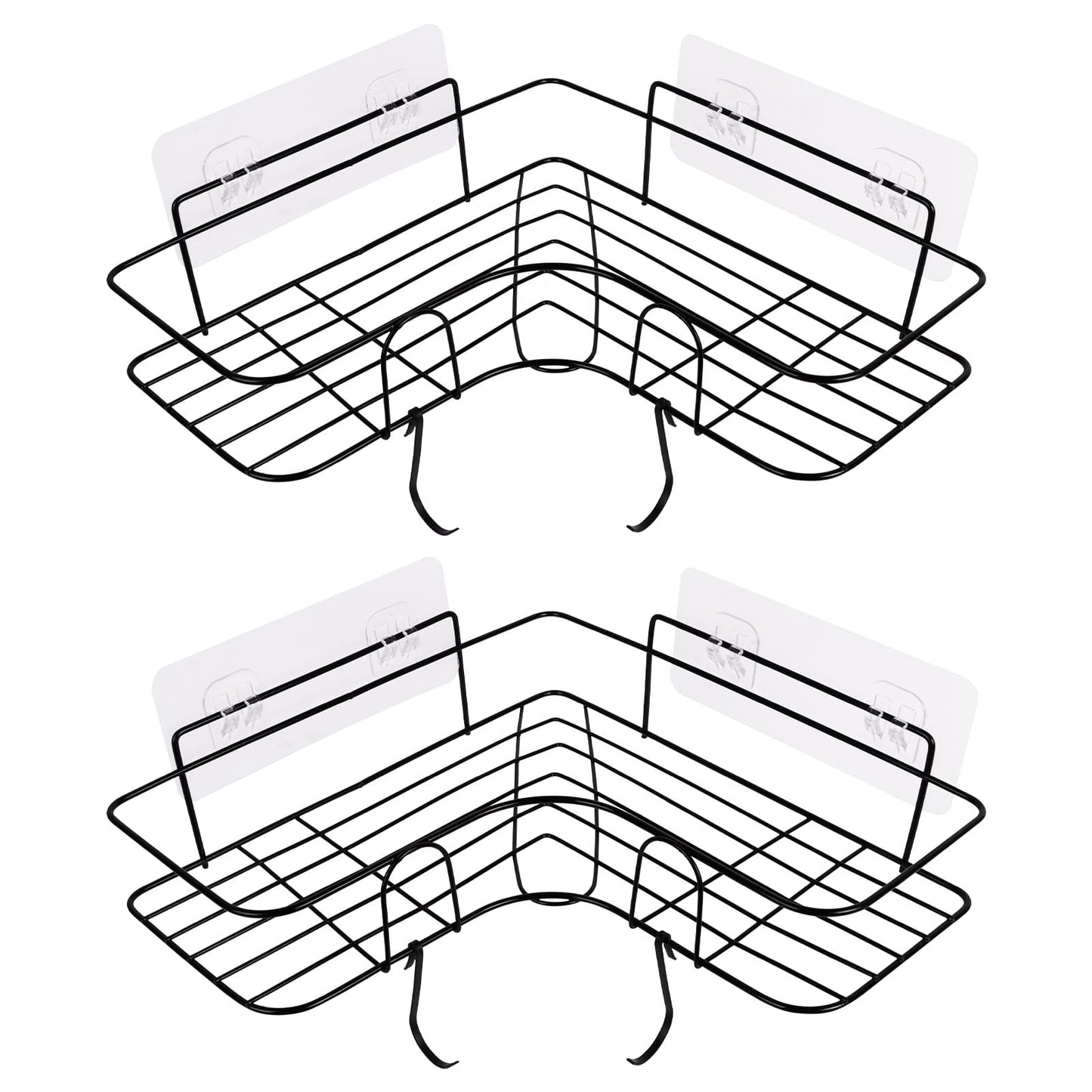 Srvillg 2pcs Corner Shower Caddy, Adhesive Shower Storage Rack No Drill, Bathroom Shelves Organiser, Rust-proof Stainless Steel, for Toilet Dorm