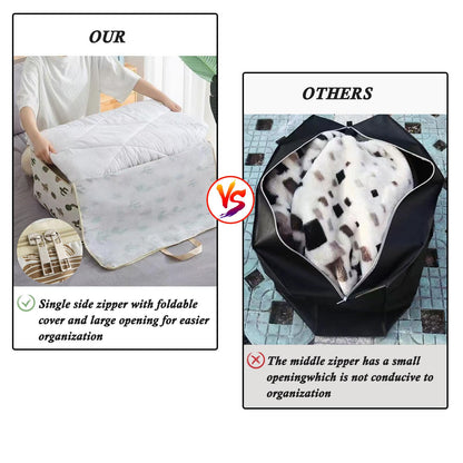 SEPSCO Clothes Storage Bag Large 2Pcs, Duvet Storage Bags King Size With Zips Foldable Thicken Nonwoven Fabric Moving Packing Totes Bag for
