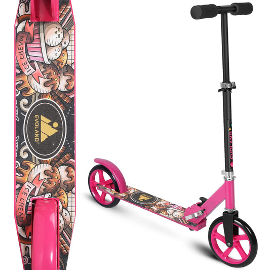 Kick Scooter Foldable, EVOLAND Adjustable Height 2 Wheels Scooter for Boys and Girls Teens Aged 8/9/10/11/12+