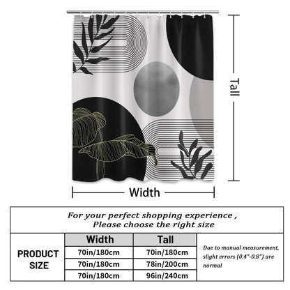 LanZanthic Black and White Boho Shower Curtains for Bathroom Dark Grey Mens Mid Century Modern Wet Room Shower Curtain with hooks
