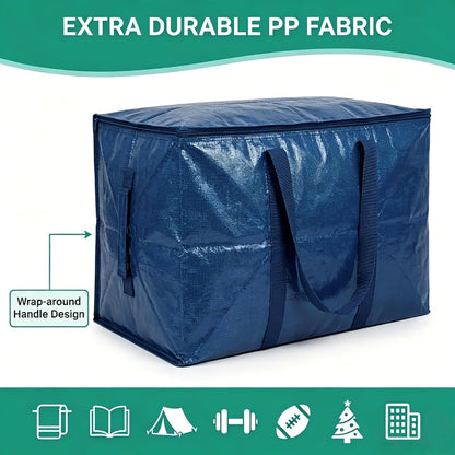 Boyfield Moving Bags 90L 4 Pack Storage Boxes Heavy Duty Packing Boxes with Zips, Clear Moving Boxes Foldable PP Storage Bags for Clothes, Bedding