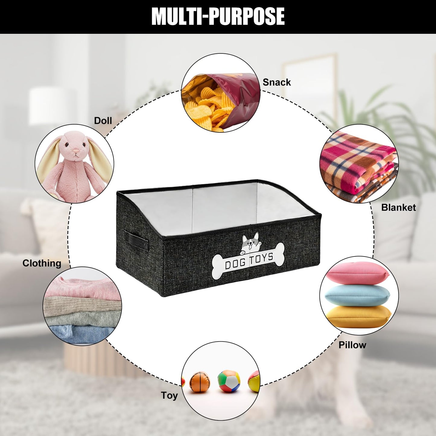 Rzspher Dog Toy Box, 50x29x22 cm Foldable Fabric Trapezoid Organizer Boxes