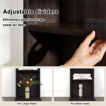 CTESNE【Sturdy Build&Easy Assembly 4 Tier Wooden Book Shelf with Anti-Tipping Kits,Thick Frame Bookcase,Open Living Room Furniture,Book Case for