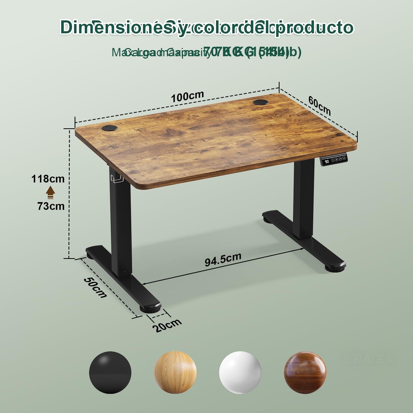JUMMICO Electric Standing Desk 100 x 60 cm Home Office Height Adjustable Desk, Computer Lift Table with Smart Panel