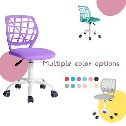 FurnitureR Gaming Chair for Children, Office Chair, Gamer Chair, Desk Chair, Ergonomic Modern Design, Armless, Seat Height Adjustment, Rubber Wheels