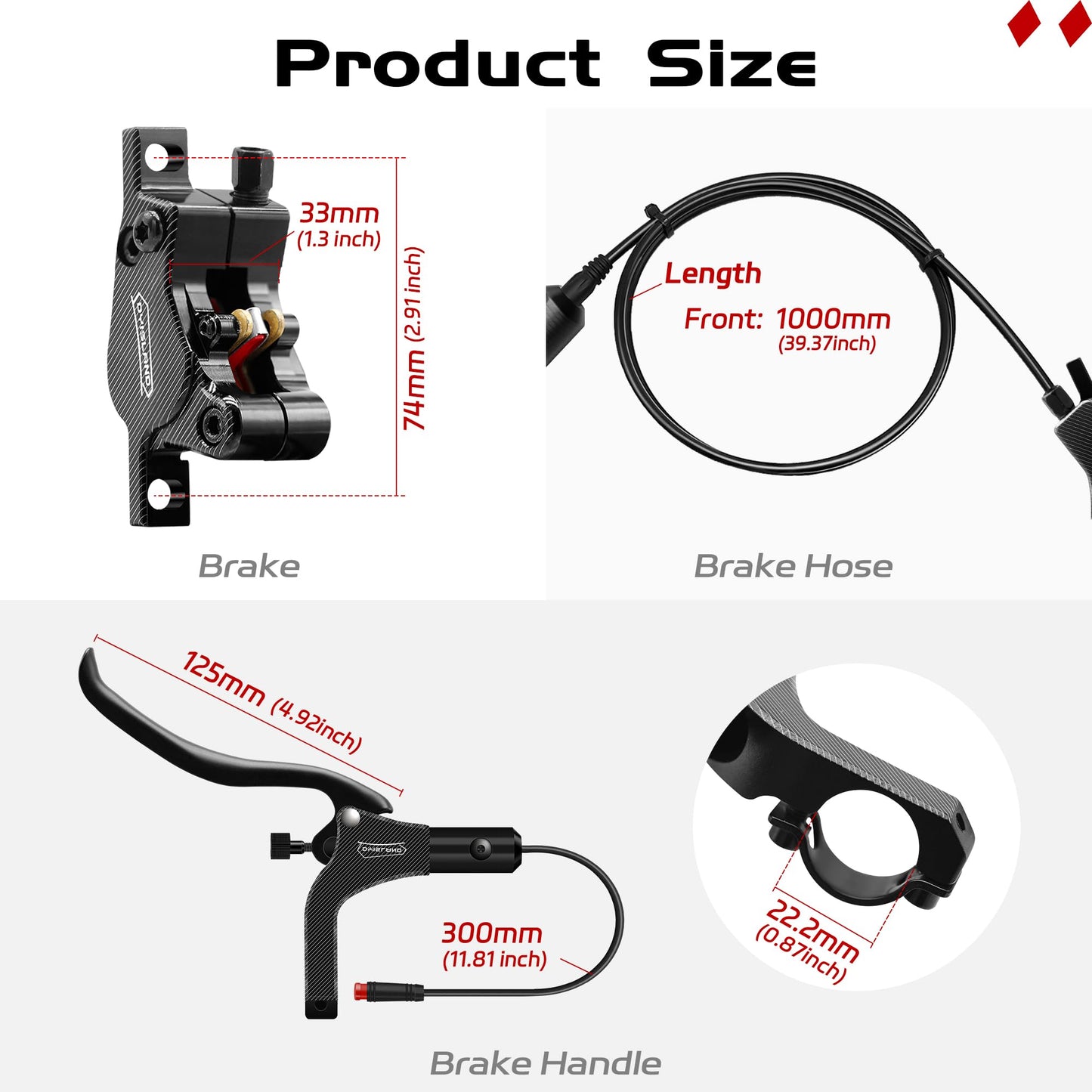 DYISLAND LD-200 2-Pistons Hydraulic Disc Brake Set for ebike,2-PIN Power-Off Electric Bike Hydraulic Brake kitHydraulic Brake Kits with mounting