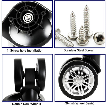 cddcwz 1 Pair Universal Suitcase Caster Mute Double Row Wheels