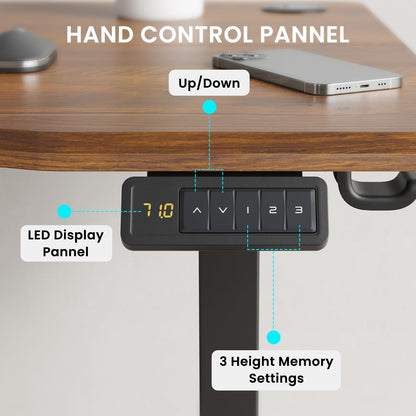 Farini U-Shaped Ergonomic Electric Standing Desk, 140x60cm, Height Adjustable Sit to Stand Desk with Memory Keypad & Headphone Hook for Home and