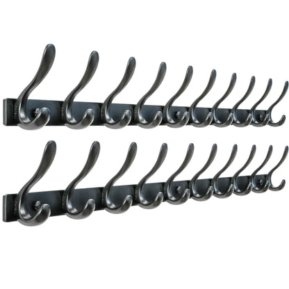 HONSKY Wall Mounted Coat Rack - 94cm Long Heavy Duty Metal 10 Double Hook, Sturdy & Space-Saving, for Hallway,Bedroom, Entryway, Holds Jackets