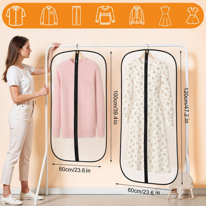 12 Pack Garment Bags, PEVA Translucent Clothes Covers, Suit Bag 40in+47in