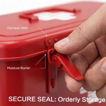 Orionstar First Aid Medicine Box, First Aid Cabinet with Top Handle, Metal Medicine Storage Tin with 3 Portable Medicine Boxes