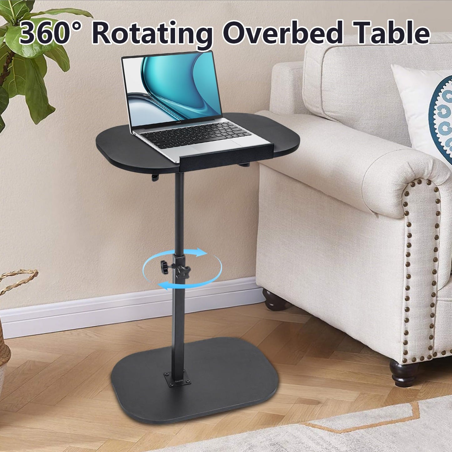 YYW Side Table TV Tray For Couch, Height Adjustable C Shaped Table