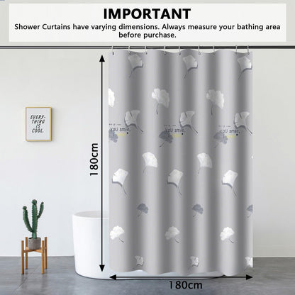 KAIMEIYU Shower Curtain Polyester Bath Curtains Heavy Duty with 12 Hooks Bathroom Curtain Washable Waterproof for Bathtub and Bathroom 180X180CM Grey
