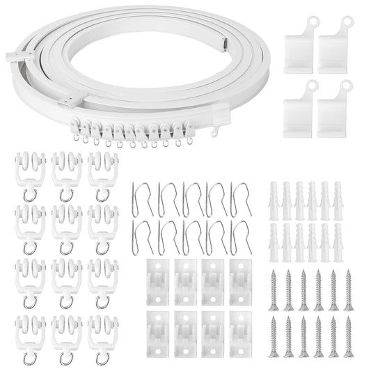 WeeGoo 6 Meter Bendable Ceiling Curtain Track, Flexible Curtain Rail Track, Ceiling Mounted Curtain Tracks for Bay Window, Room Divider, Shower