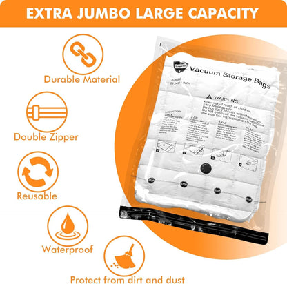 15 Pack Vacuum Storage Bags with Electric Pump (3 Jumbo, 3 Large, 3 Medium, 3 Small, 3 Roll Up), Space Saver Sealer Compression Bags for Blankets
