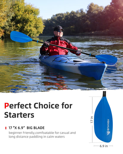 Abahub Adjustable Kayak Paddle 210-230 cm/82-90 Inches Floating Kayaking Oars Boating Oars Canoeing Oars Blue