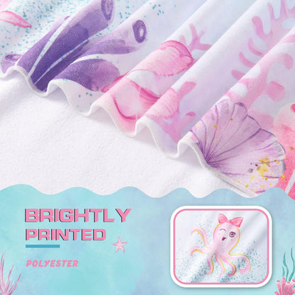 WERNNSAI Mermaid Microfibre Beach Towel for Kids, 76 x 150cm Bath Towel