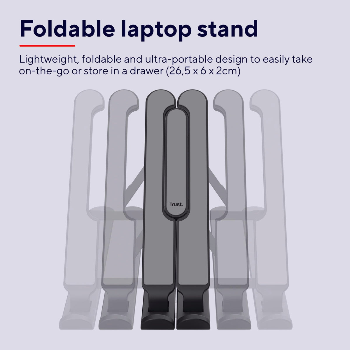 Trust Primo Portable Laptop Stand for Desk, 16” Foldable Laptop Riser, Grey
