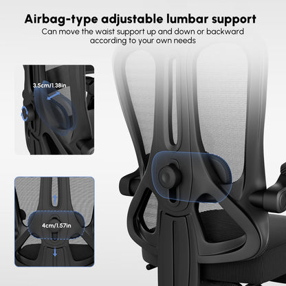 WUPY Mesh Office Chair with Footrest & Headrest, Ergonomic Computer Chair
