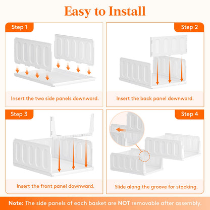 Lifewit 6 Pack Wardrobe Storage Organiser Stackable for Clothes 41 cm Depth