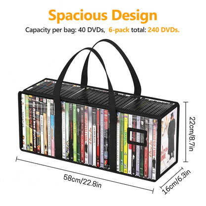 GNEGNI LIFE DVD Storage Bags, Clear PVC DVD Storage Boxes for 160 DVDs (40 Each), Portable CD Storage Boxes with Zipper & Handles