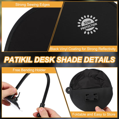PATIKIL Desk Shade, 22.8" Adjustable Cubicle Shade with Suction Cup and Clip Portable Foldable Cubicle Light Shield for Block Overhead Light Privacy