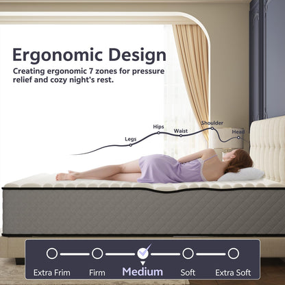 Matoresu 25CM Small Double Mattress – The Innerspring Hybrid Memory Foam Bed in a Box for Ultimate Support and Pressure Relief，Small Double Size